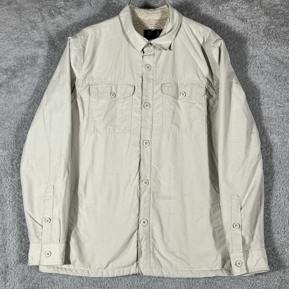 Barbour Shirt Jacket Mens Size M Beige Ripstop Fleece Lined MOS0237BE12